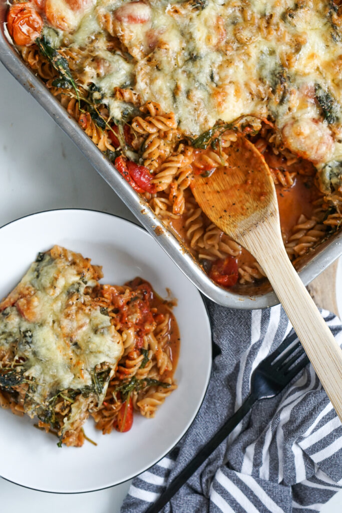 gebackene nudeln clean eating einfaches Rezept one pan pot
